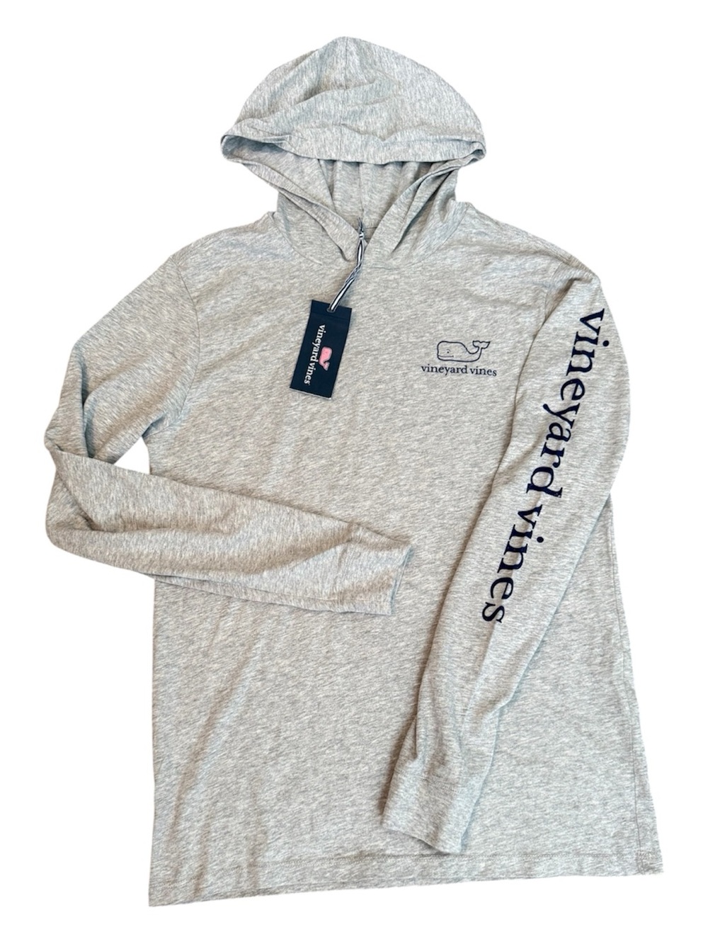 NWT Vineyard Vines Gray Heather Men’s Long Sleeve Blank Hoodie Tee sz XS